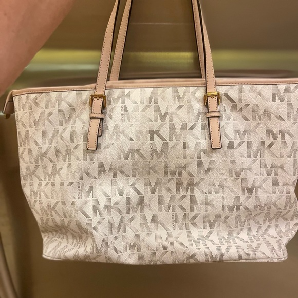 Michael Kors signature Large tote, beige and white - Picture 3 of 11